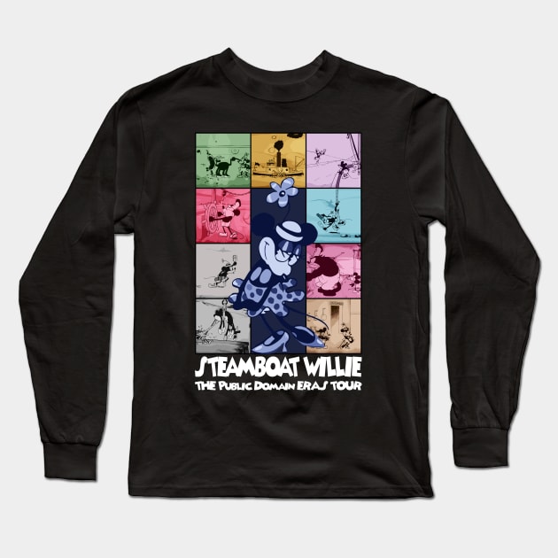 Steamboat Willie The Public Domain Eras Tour - 2 Long Sleeve T-Shirt by Megadorim